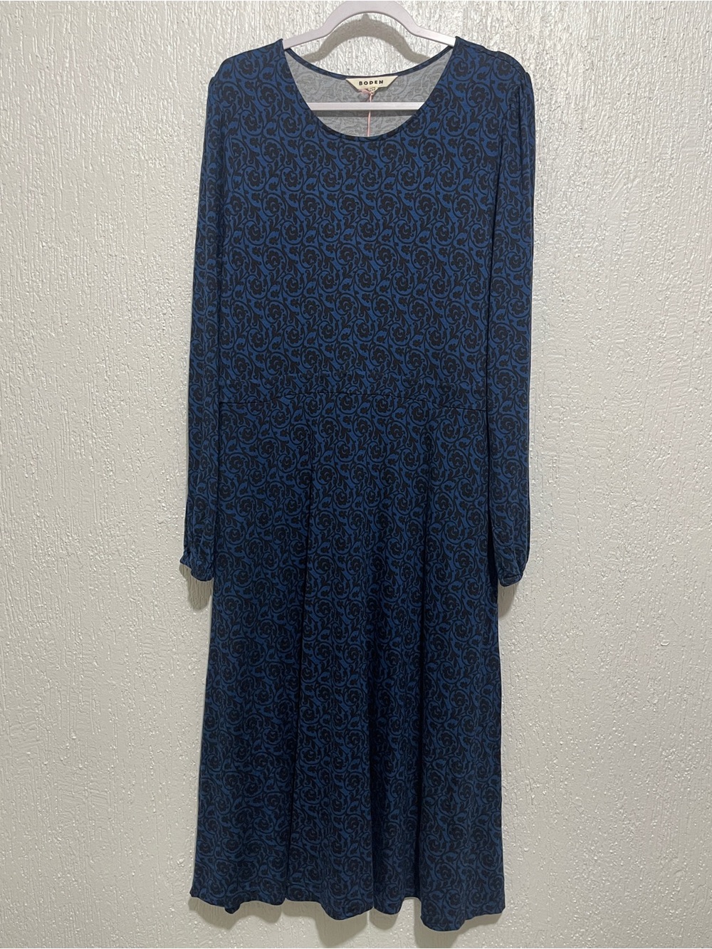 Boden Camille Jersey Midi Dress NWT 16 Atlantic Primrose Swirl Blue Floral - Picture 3 of 8